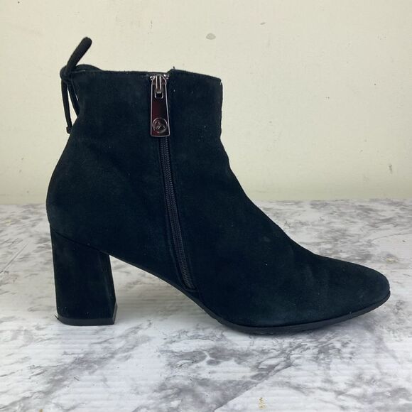 Blondo Tiana Black Leather Ankle Block Heel Ankle Zipper Zip Boots Booties - Picture 3 of 14